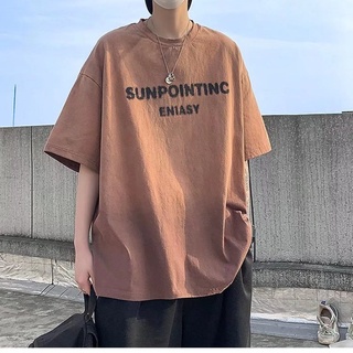 ✦AFFLIGA✦Áo Thun Cổ Tròn Tay Ngắn Dáng Rộng In Chữ Màu Gradient Phong Cách Hàn Quốc Thời Trang Mùa Hè Cho Nam