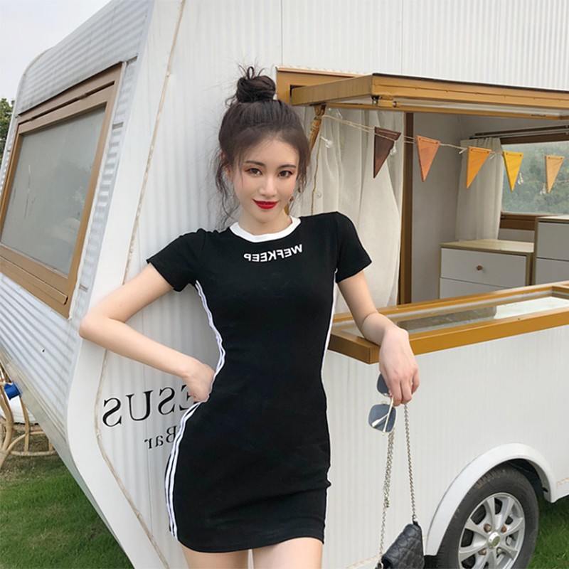 Đầm Nữ, Váy Nữ Ôm Body Dáng Ngắn Cộc Tay, Phong Cách Thể Thao Moda.H | BigBuy360 - bigbuy360.vn