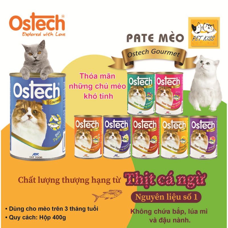 Pate cho mèo Ostech Gourmet cat food lon 400gr thơm ngon, hấp dẫn