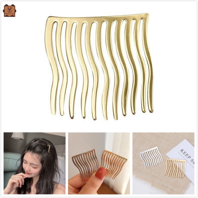 (Hàng Mới Về) Set 2 Kẹp Tóc Mái Bằng Kim Loại Không Để Lại Dấu Vết Thiết Kế Đơn Giản Dễ Thương Cho Nữ