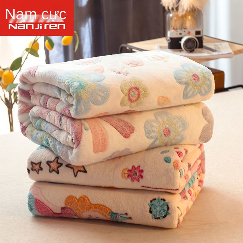 San hô hai mặt lông cừu mùa đông dày bốn mùa chăn flannel nhỏ