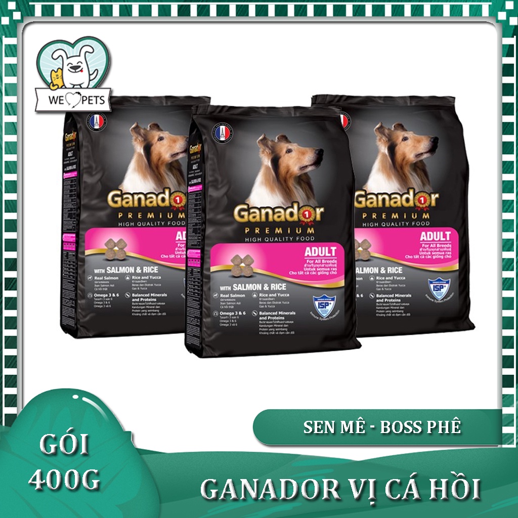 [400g] Ganador Thức ăn hạt cho chó trưởng thành vị cá hồi &amp; gạo - Lida Pet Shop