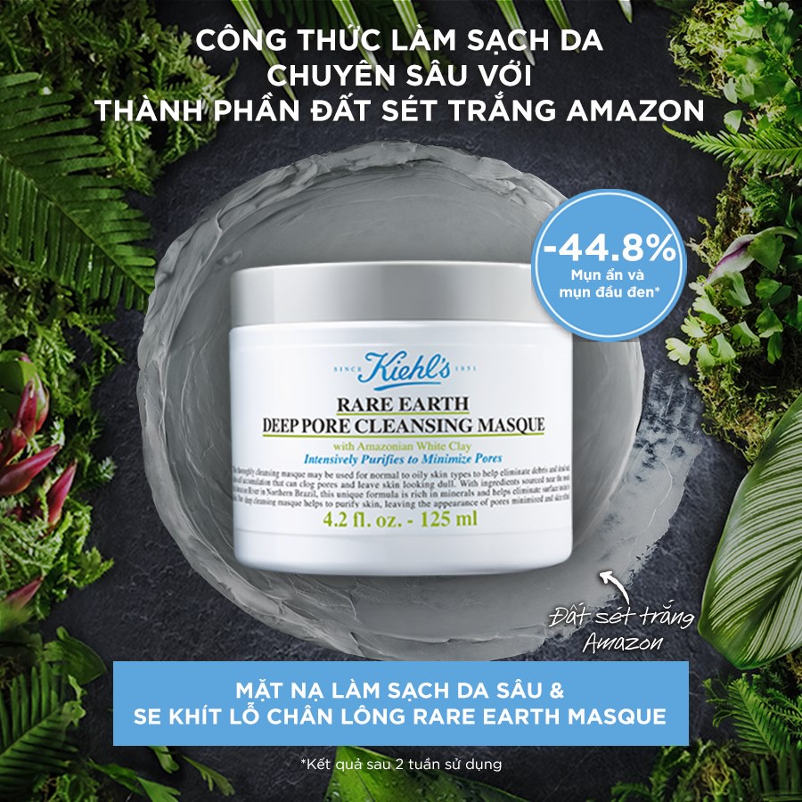 Mặt Nạ Đất Sét Kiehl s Làm Sạch Sâu Se Khít Lỗ Chân Lông - giảm mụn đầu đen 125ml (BILL USA)