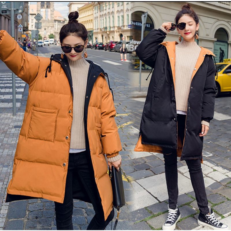 Áo phao Hàn dài vip (lộn được 2 màu)