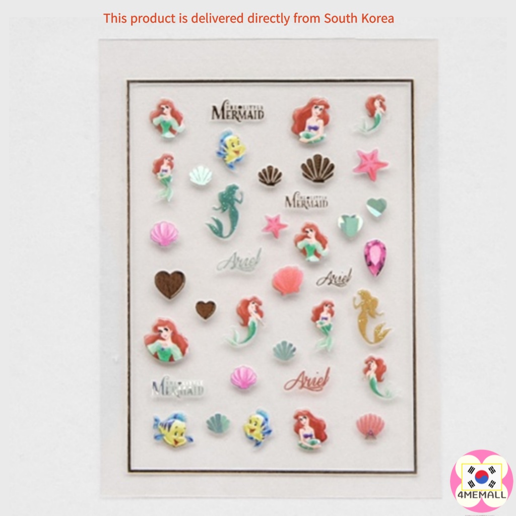 Hình dán móng tay công chúa Disney nàng tiên cá Rapunzel Jasmine Belle Bạch Tuyết 5 kiểu