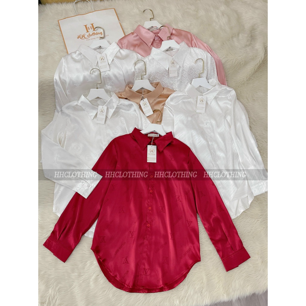 Áo sơ mi lụa gấm, chân váy bút chì - HH Clothing