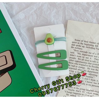 Set dây cột tóc và kẹp tóc hình trái bơ xinh xắn cho nữ cột tóc trái bơ hot trend