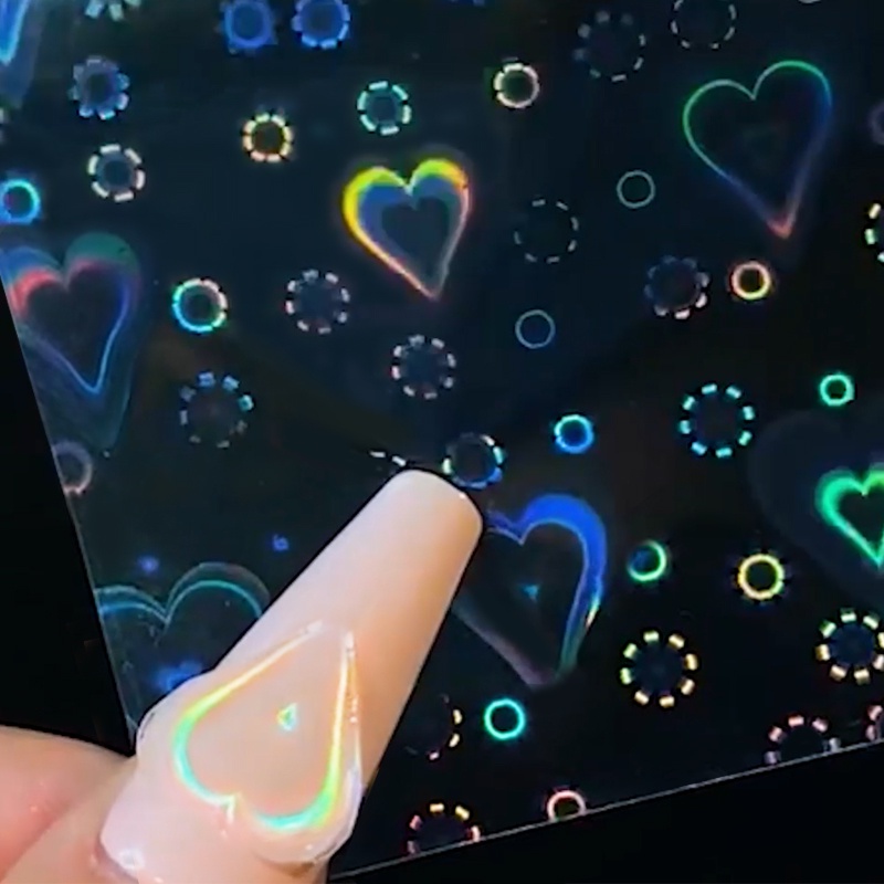 UR SUGAR Nhãn dán trang trí móng tay hình ngôi sao/trái tim 3D dễ thương