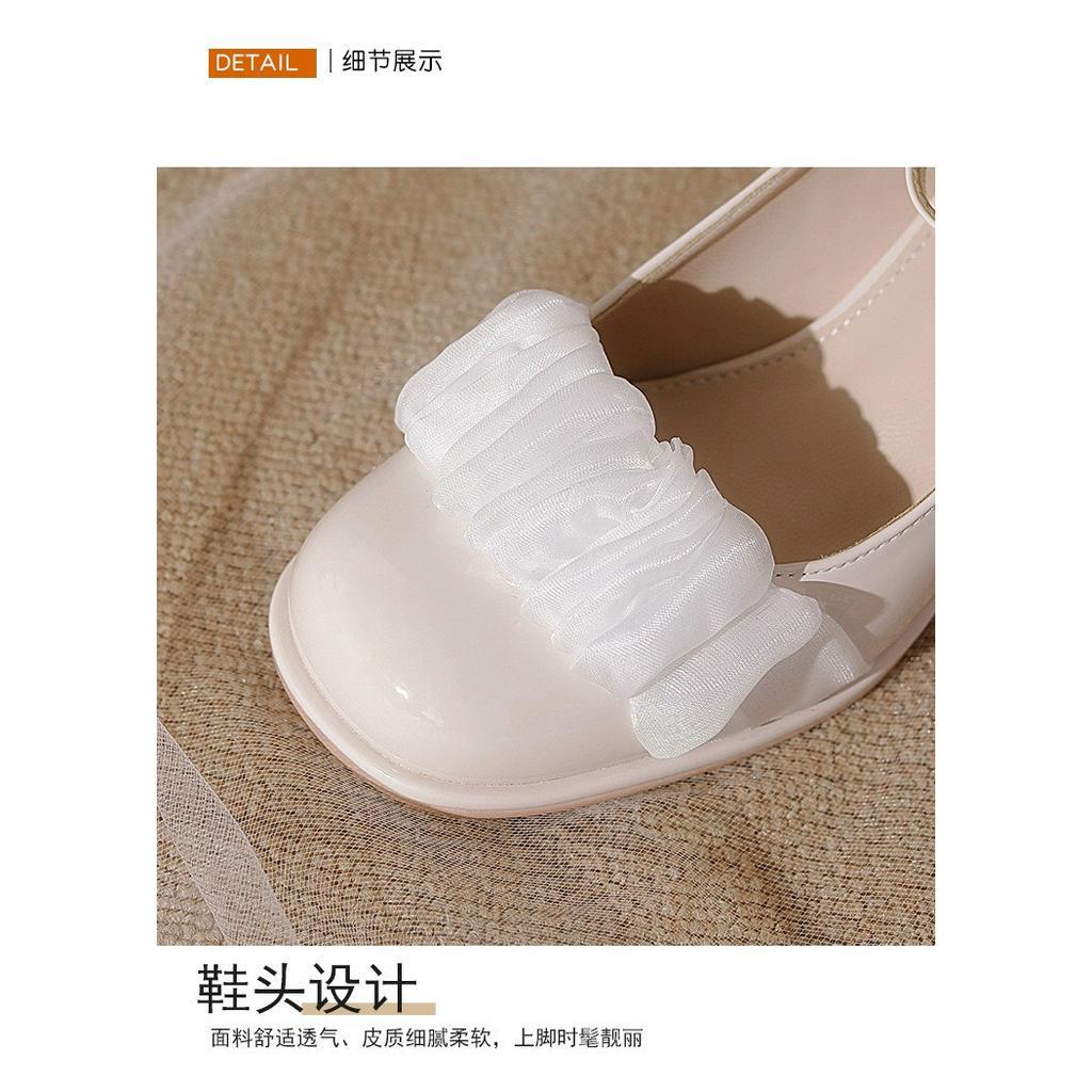 GIÀY MARY JANE SIZE 31 32 33 DA BÓNG MŨI TRÒN ĐẾ VUÔNG HÀNG QCCC CAO 5/7CM