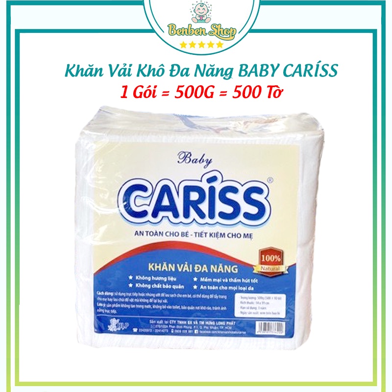 Khăn vải khô đa năng baby cariss- 500 tờ x 19cm