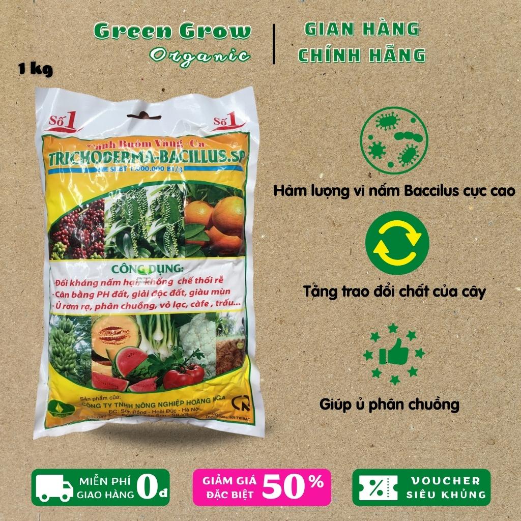 Chế phẩm sinh học Trichoderma siêu nấm Bacillus gói 1kg dùng ủ phân chuồng ủ đất trồng rau MS184 GREEN GROW