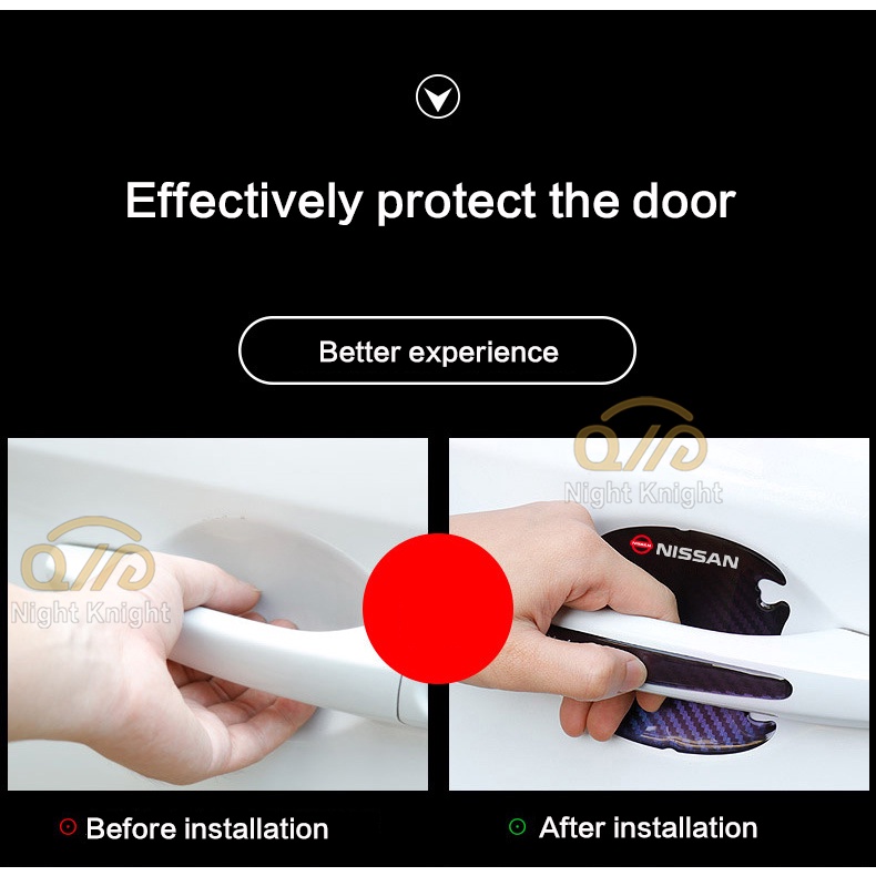 Bộ 8 miếng dán tay nắm cửa chỗ hõm tay nắm cửa xe hơi sợi carbon cho HONDA CITY FIT JAZZ CIVIC HRV VEZEL CRV BRV ACCORD