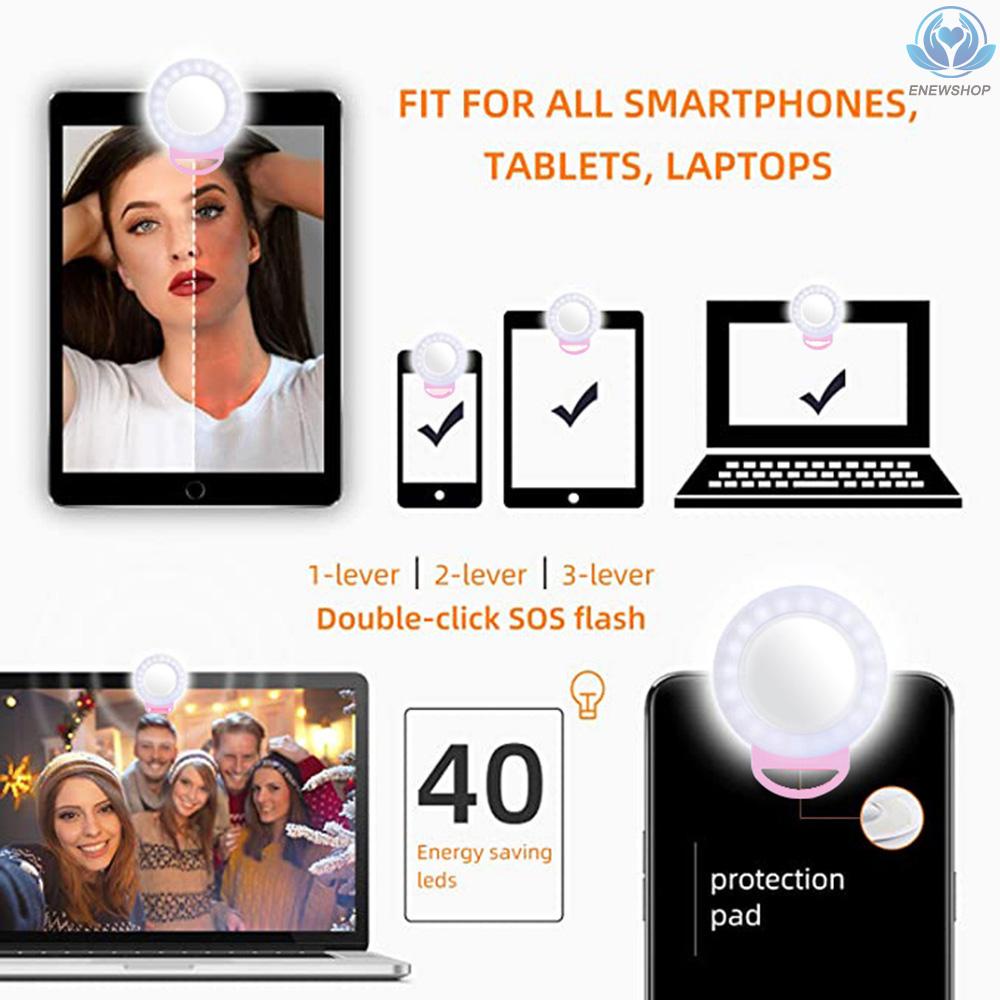 Đèn Led Tròn Mini Rgb Có Kẹp Gắn Điện Thoại Kèm Gương Và Đèn Có Thể Sạc Lại Tiện Dụng | BigBuy360 - bigbuy360.vn