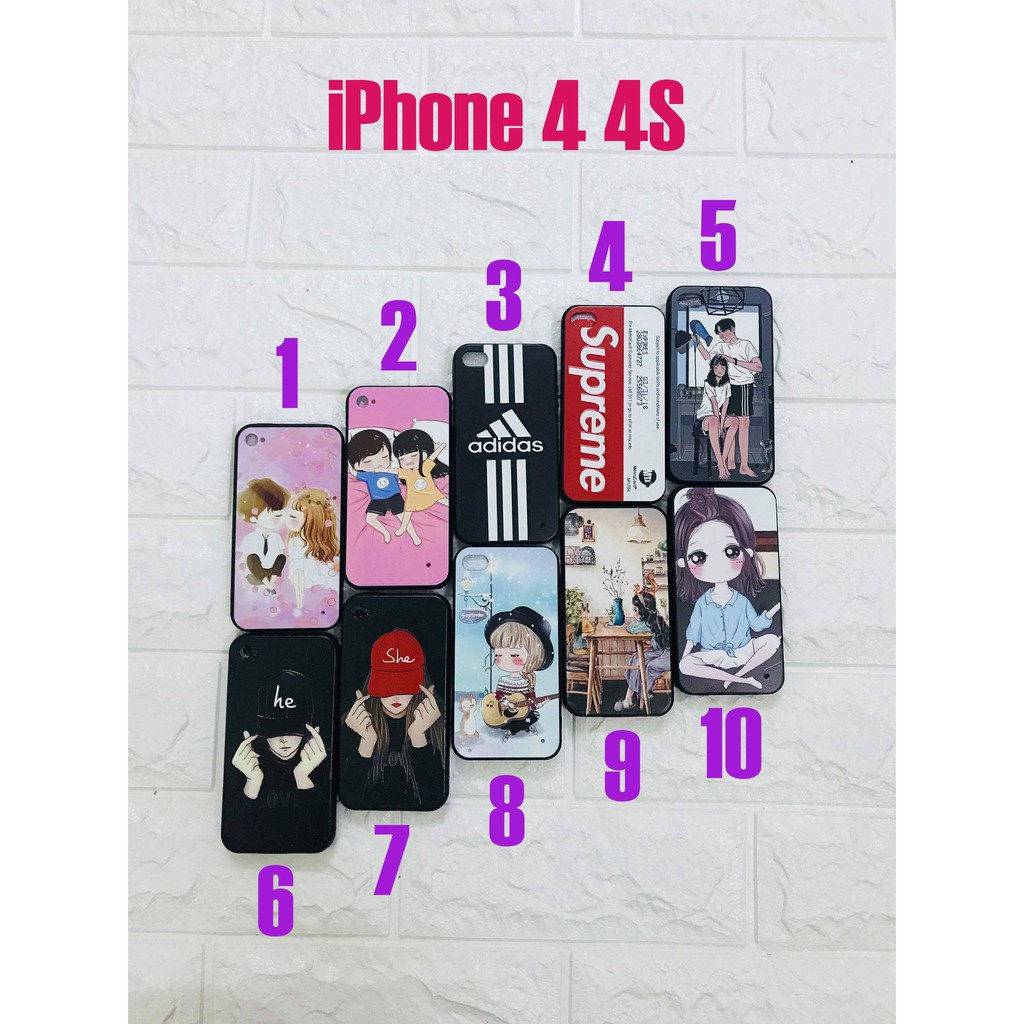 [Mã ELORDER5 giảm 10k đơn 20k] Ốp lưng in hình thời trang cho iPhone 4 4s Tặng kính cường lực