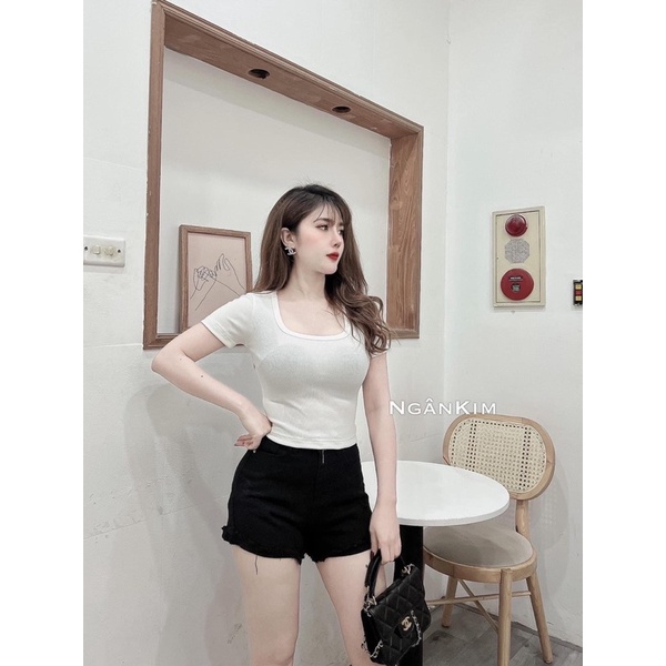 ÁO THUN TĂM BÉ CỔ VUÔNG CO GIÃN 4 CHIỀU MS90177