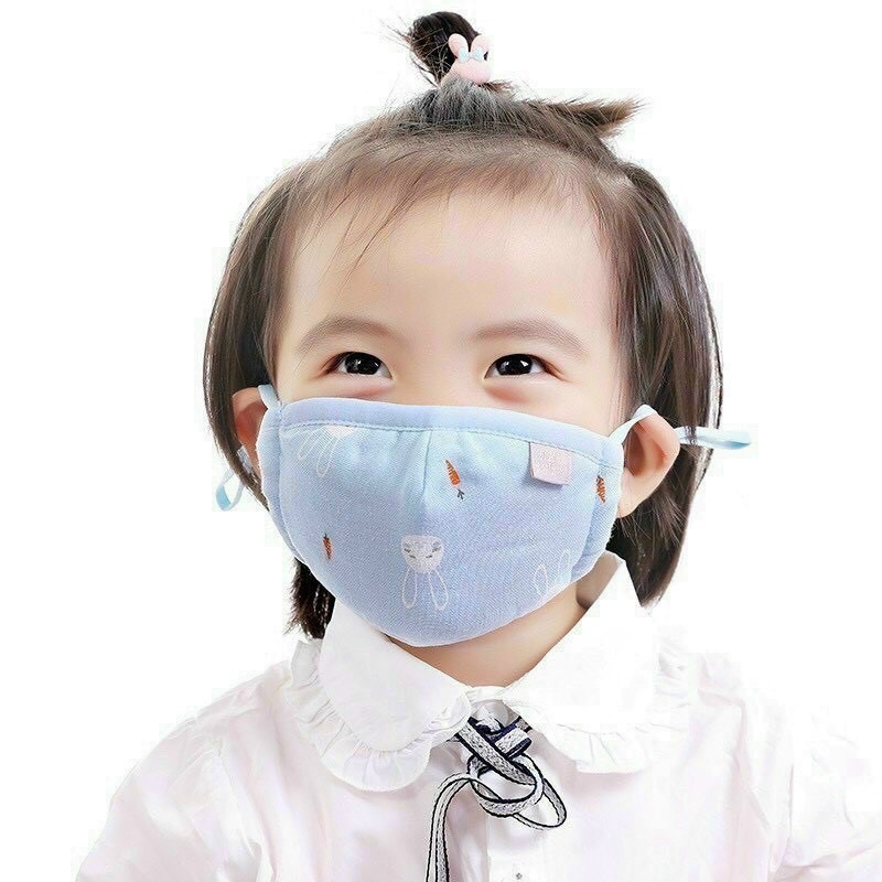 Khẩu trang vải xô 4 lớp cao cấp có nút điều chỉnh cho bé