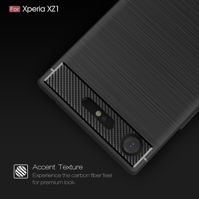 Ốp điện thoại nhựa TPU mềm sợi carbon chống sốc màu trơn thời trang cho Sony Xperia XZ1