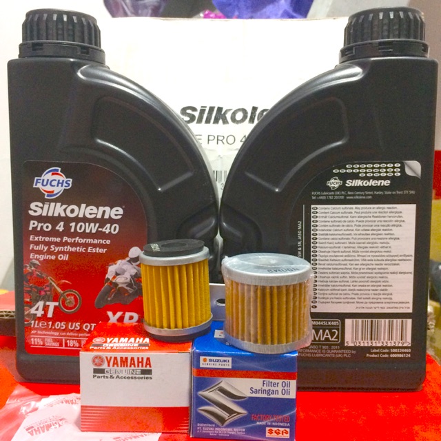 Combo Nhớt Fuchs Silkolene Pro 4 10W-40 XP + Lọc Nhớt Suzuki Yamaha