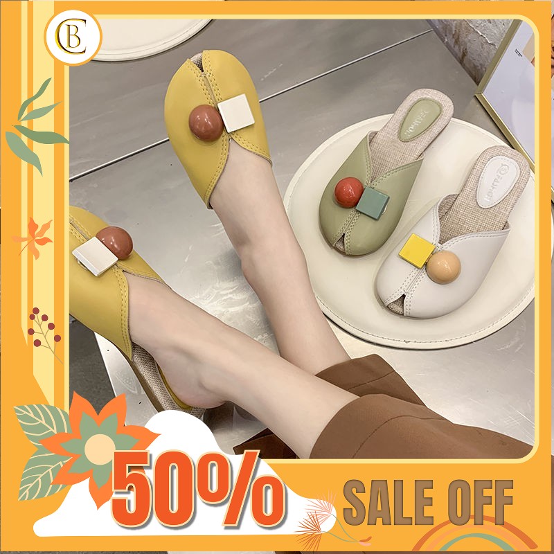 Dép sục nữ ulzzang trơn gắn hình khối nghộ nghĩnh