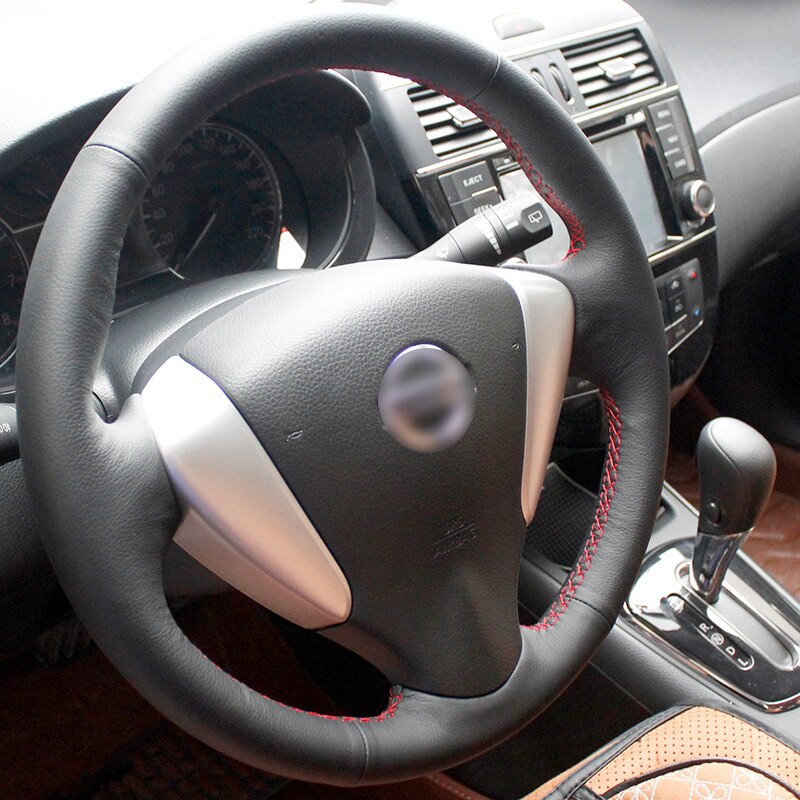 Bọc vô lăng xe hơi Nissan Tiida Sylphy Sentra 2014 Note bằng da màu đen