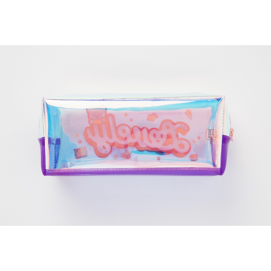 Túi Đựng Bút ARTBOX Hàn Quốc PVC Màu Tím Hologram Họa Tiết Chú Gấu Hoạt Hình Đáng Yêu