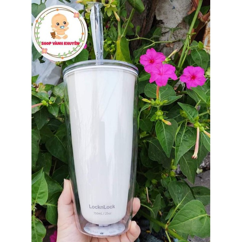 - Ly nhựa 2 lớp kèm ống hút Lock & Lock 750ml