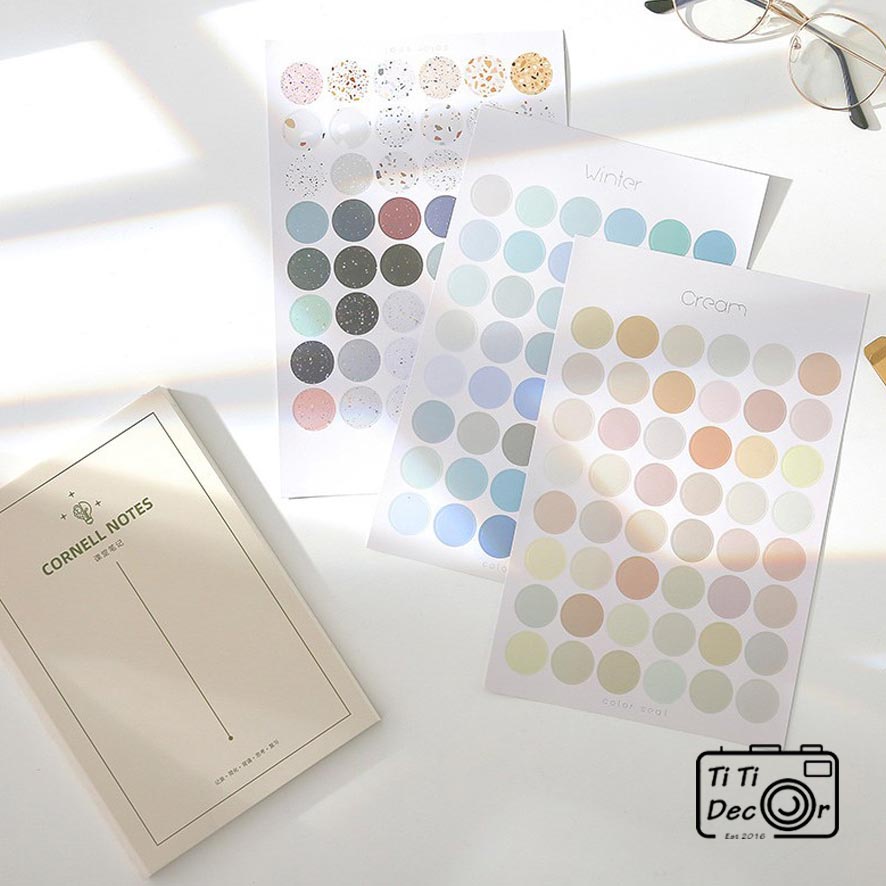 Sticker Tròn Pastel TiTi Decor Dán Sổ Ghi Chú - Book Mark Hình Tròn Phong Cách Hàn Quốc Tinh Tế Siêu Xinh Xắn