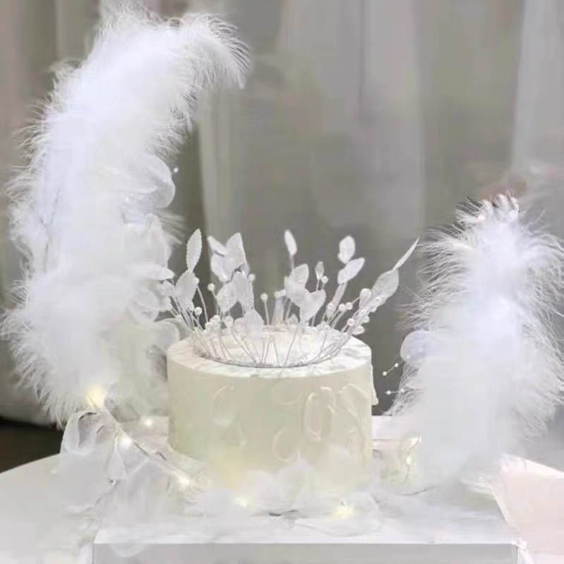 Phụ kiện trang trí bánh kem hình vương miện đính ngọc trai nhân tạo