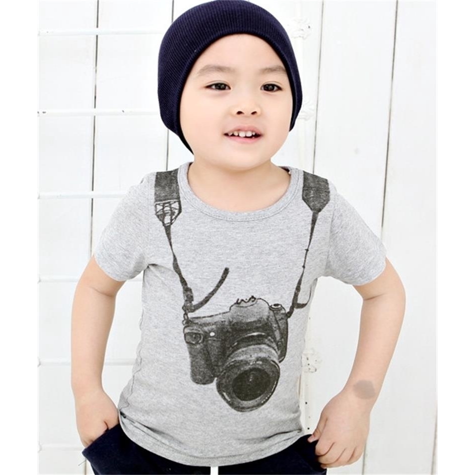 Áo thun tay ngắn in hình máy ảnh thời trang cho bé