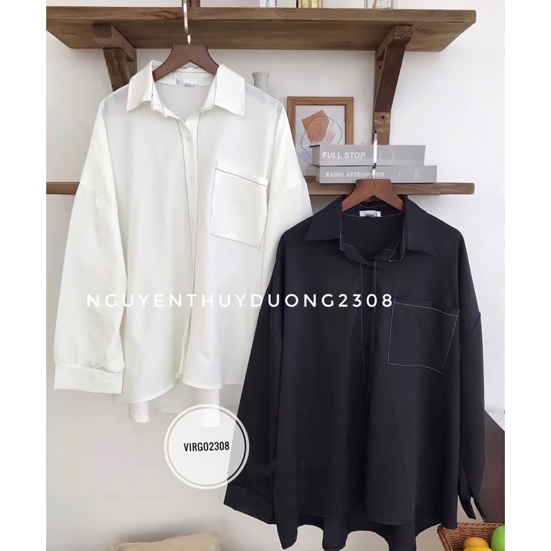 [Ảnh thật/Sẵn]Áo sơmi dài tay viền chỉ túi ngực Ulzzang | BigBuy360 - bigbuy360.vn