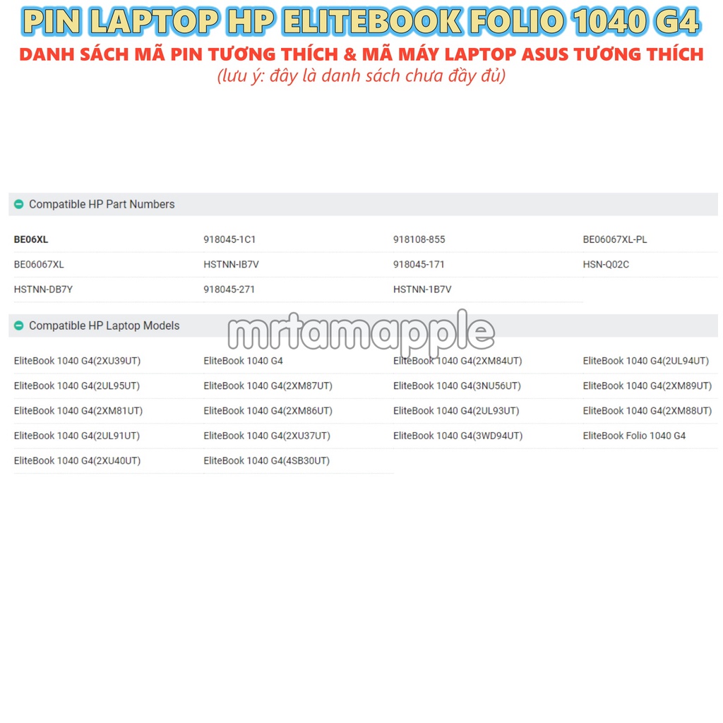 (BATTERY) PIN LAPTOP HP ELITEBOOK FOLIO 1040 G4 (BE06XL) (ZIN) dùng cho HP ELITEBOOK FOLIO 1040 G4