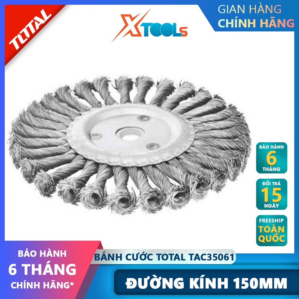 Bánh cước thép xoắn TOTAL TAC35061 bánh mài cước Đường kính 150 mm, Lỗ cốt 25.4 mm, kèm theo vòng tròn sắt 22.2mm &amp; 16mm