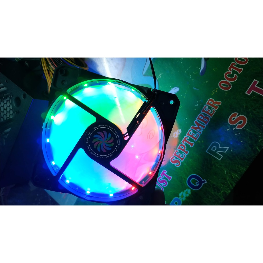 [Mã ELFLASH3 hoàn 10K xu đơn 20K] Fan Led Rainbow 12cm 33 bóng