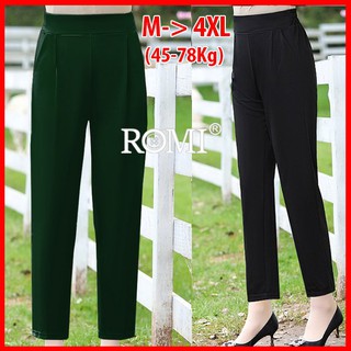 Romi - quần trung niên nữ cao cấp, quần tây trung niên nữ công sở - quần lưng thun dành cho mẹ trung niên u50 u60 3q12