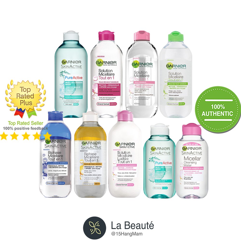 Garnier Skin Active Solution Micellaire Tout en 1 - Nước Tẩy Trang Garnier Đủ Loại [125ml ~ 400ml]