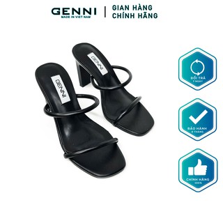 Guốc da lỳ 2 dây gót mảnh 7p ge571 - genni
