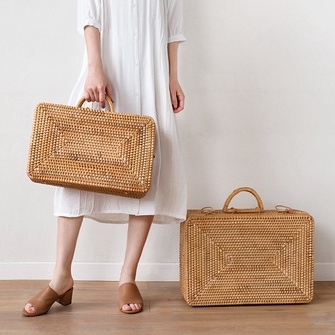 Giỏ mây tre đan thủ công Việt Nam BAMBOOO ECO đựng quần áo đồ cá nhân trang trí để phòng khách phòng ngủ khách sạn
