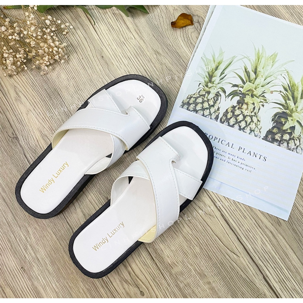 Dép nữ bánh mì chéo xỏ ngón ống