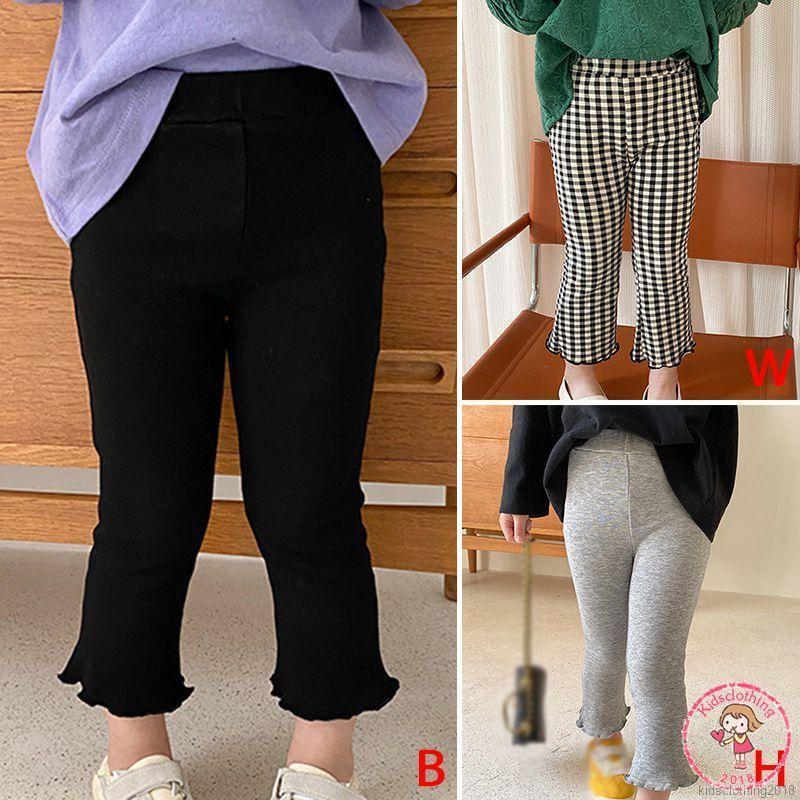 Quần Ống Loe Phối Ren Phong Cách Hàn Quốc Dành Cho Bé Gái