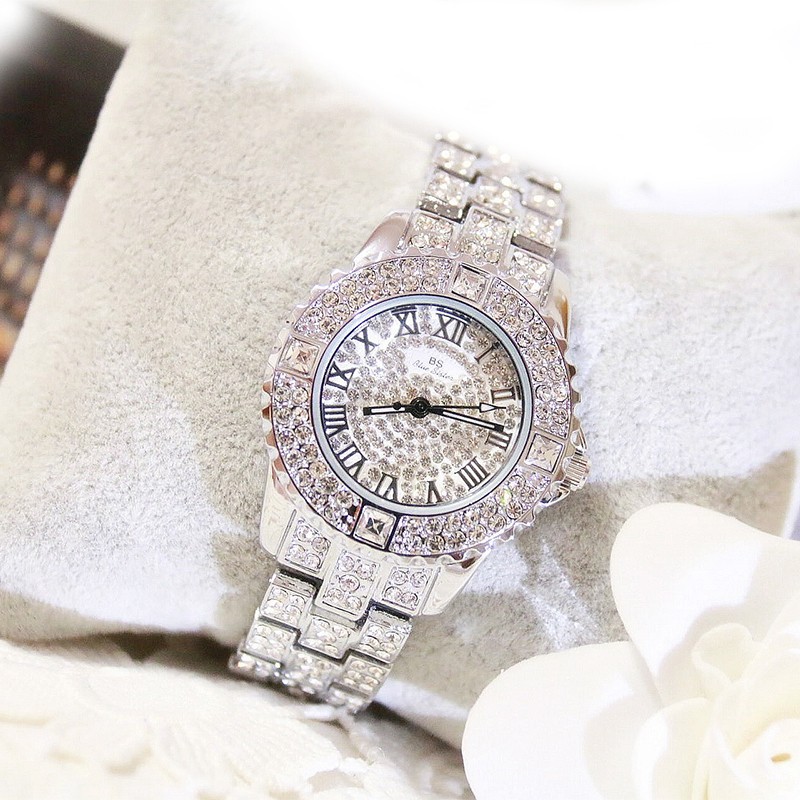 Đồng hồ đeo tay nữ bọc đá quý thời trang sang trọng