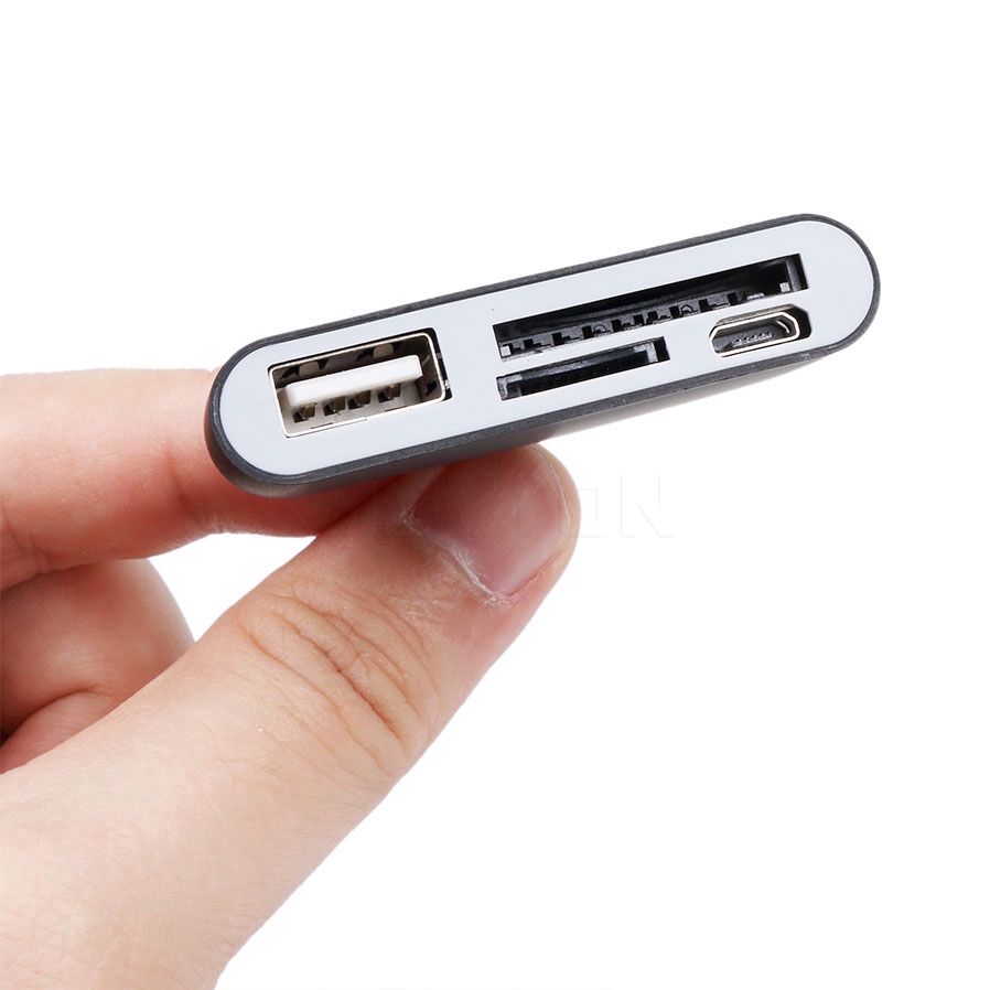 Đầu đọc thẻ thông minh 4 trong 1 OTG / TF / SD với cổng sạc Micro USB