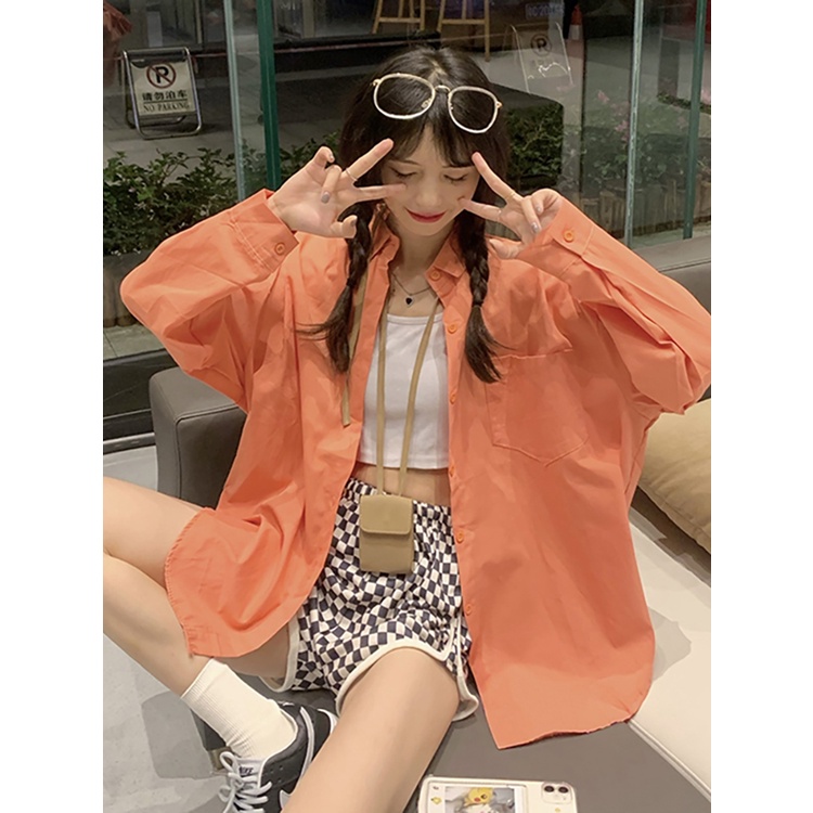 COZOK Áo Sơ Mi Tay Dài Dáng Rộng Kiểu Dáng Đơn Giản Hợp Thời Trang