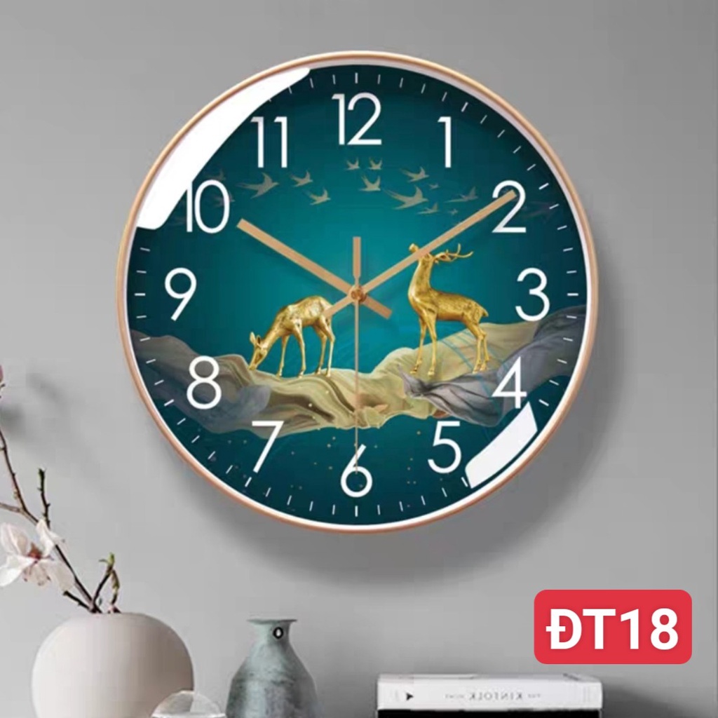 Đồng hồ treo tường VUADECOR hình tròn tráng gương kim trôi cao cấp (Tặng pin và đinh treo)