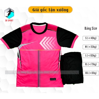 Bộ quần áo bóng đá màu hồng không logo thun lạnh