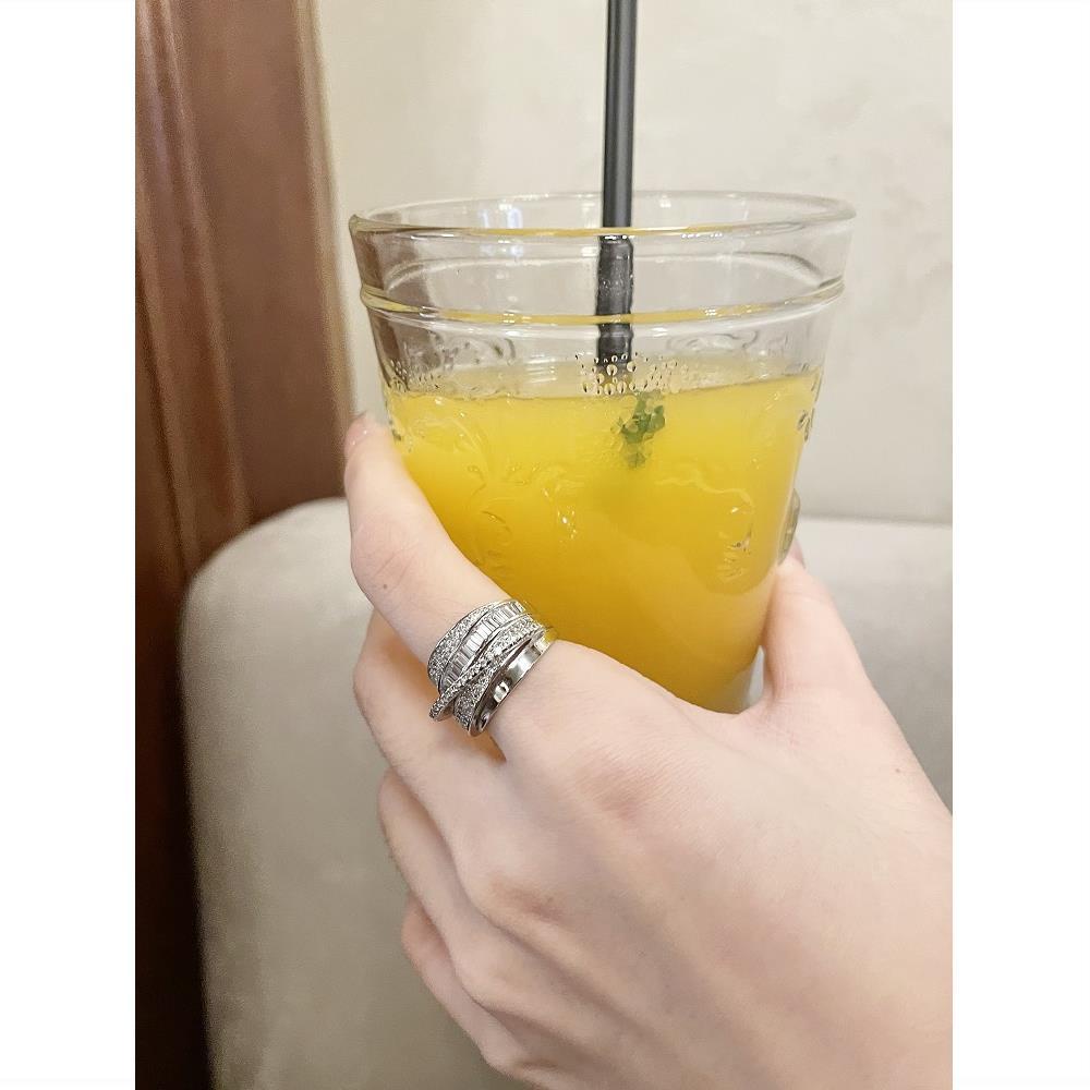 Nhẫn Bạc Đính Đá Zircon Sang Trọng Cổ Điển Có Thể Điều Chỉnh Cho Nữ