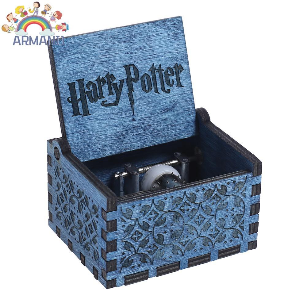 Hộp Nhạc Bằng Gỗ Khắc Chữ Armani Blue Harry Potter