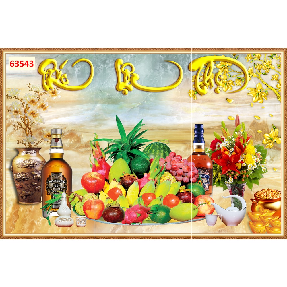 Tranh 3D dán tường Bàn thờ gian tiên Có keo sẵn