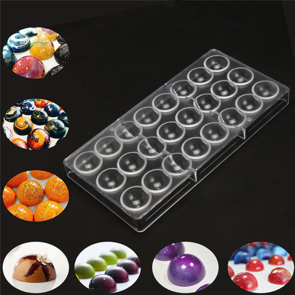 EXPEN Clear DIY Polycarbonate Fondant 24 Half Ball Hard Chocolate Mold
