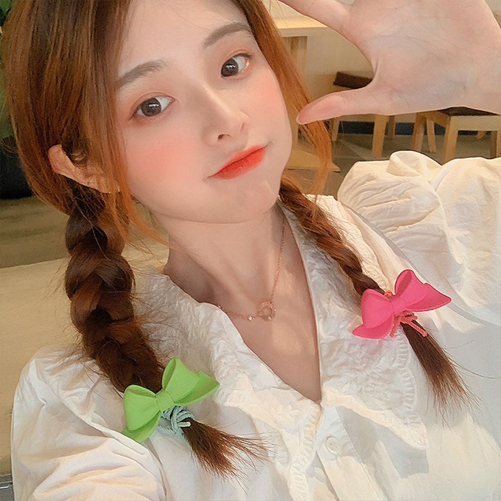 Dây buộc tóc cao su co giãn thắt nơ họa tiết hình học phong cách Hàn Quốc cổ điển dễ thương cho nữ