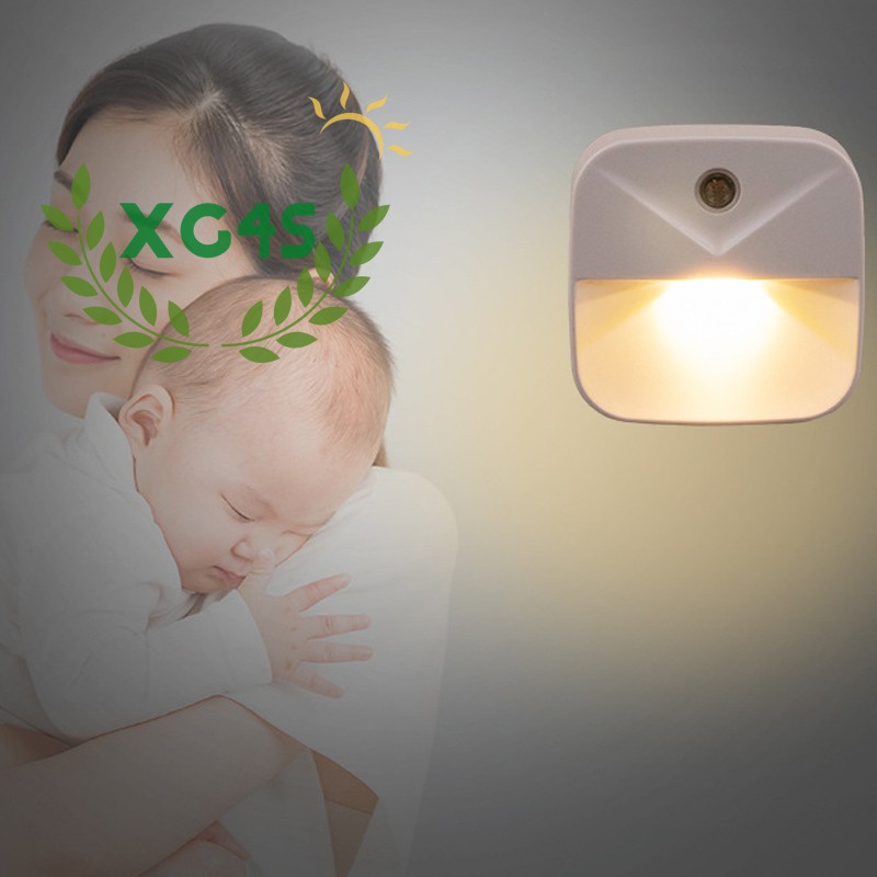 Đèn Ngủ Led Mini Cảm Biến Ánh Sáng Hình Vuông Phích Cắm Us